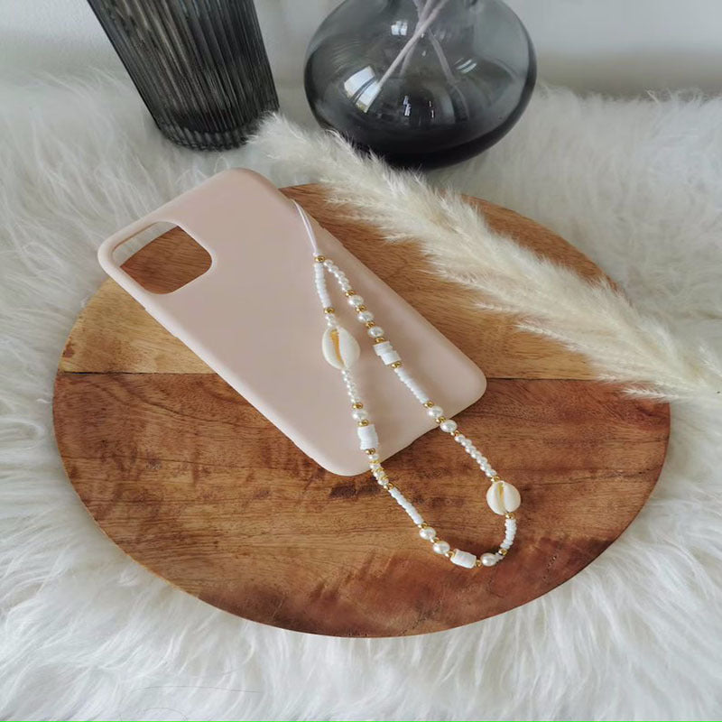 Wholesale Bohemian Mizhu Mobile Phone Hanging Rope Letter Shell Keychain